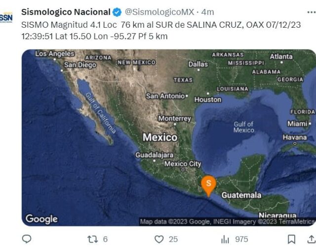 Temblor hoy 7 de diciembre en México: sismo en Puebla de magnitud 5.7 se siente en CDMX