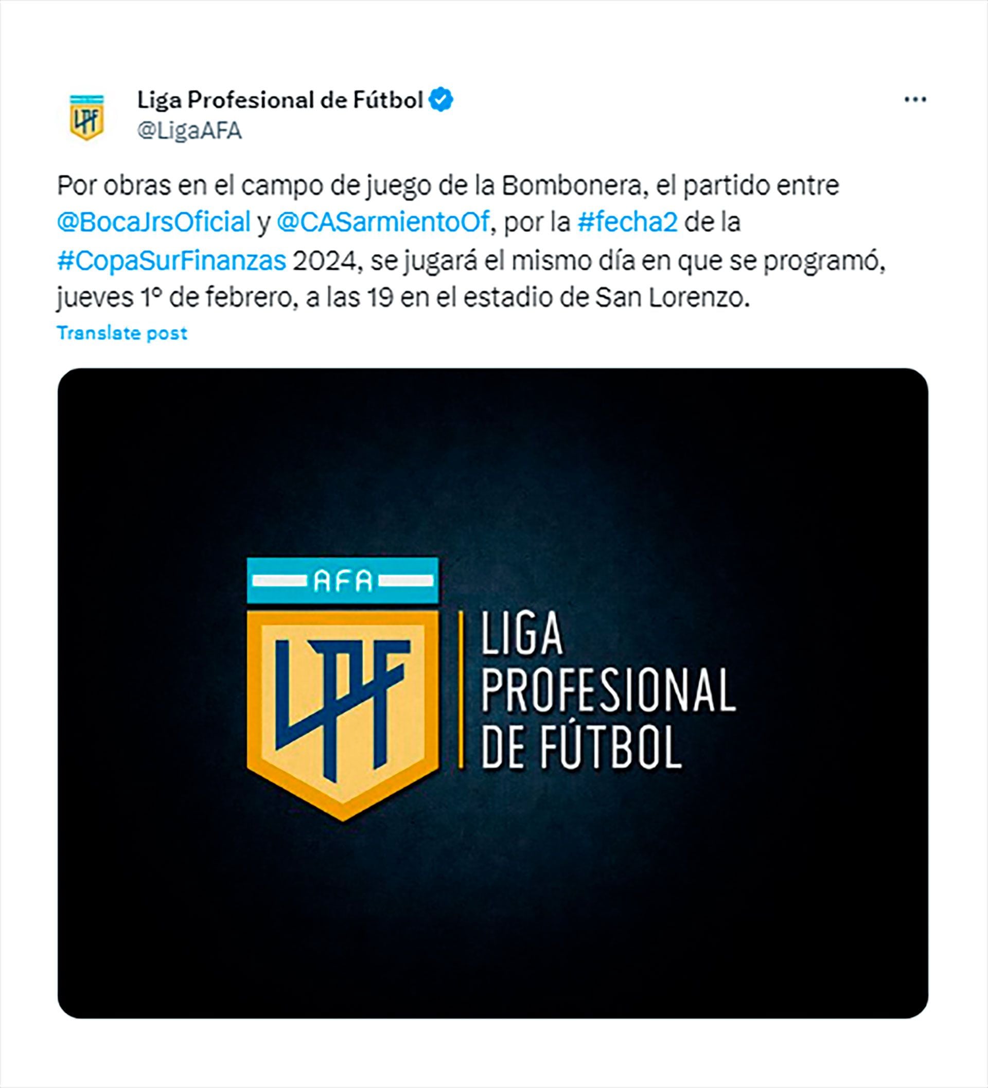 Cambio de sede de Boca-Sarmiento