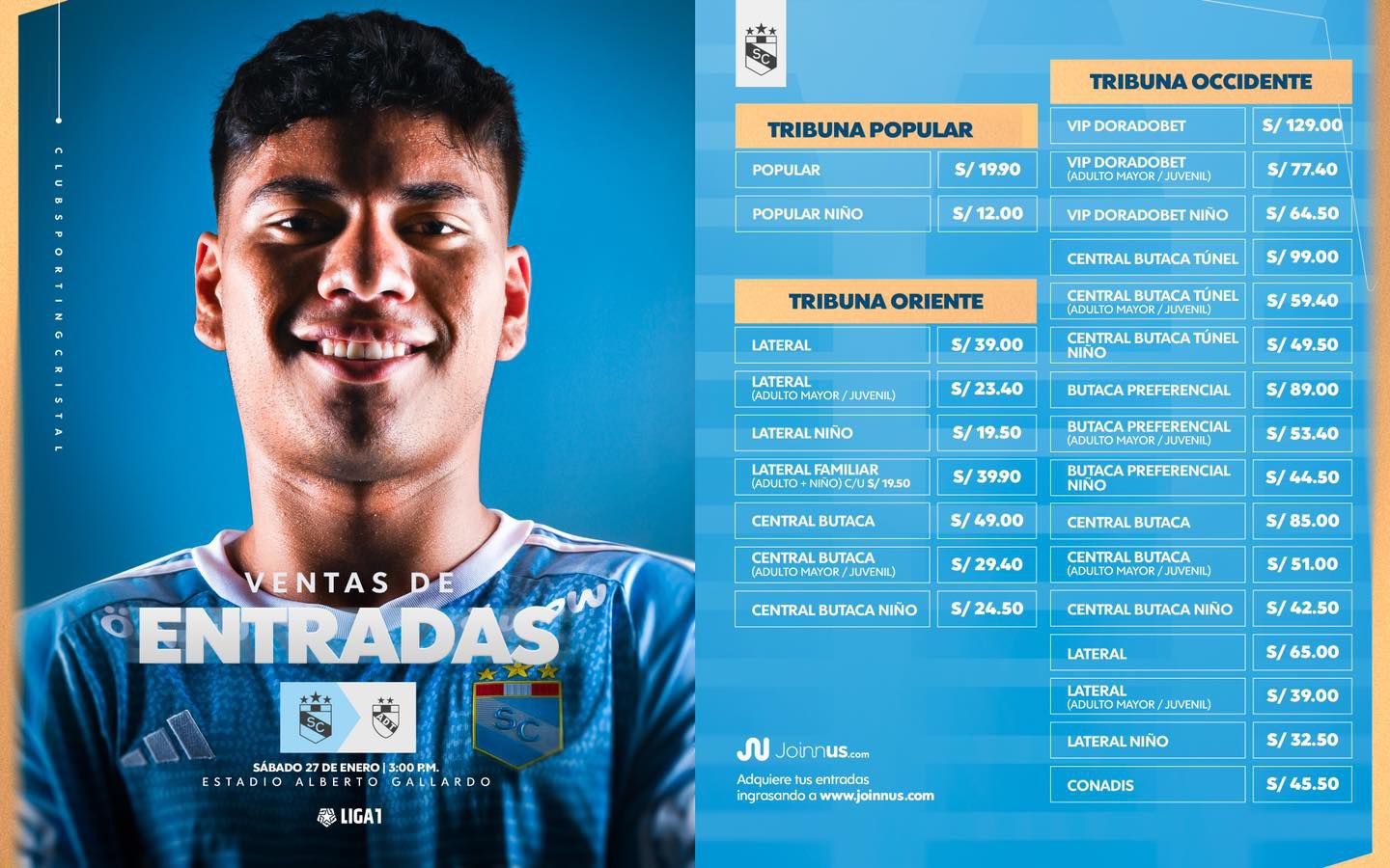 Entradas para el Sporting Cristal vs ADT