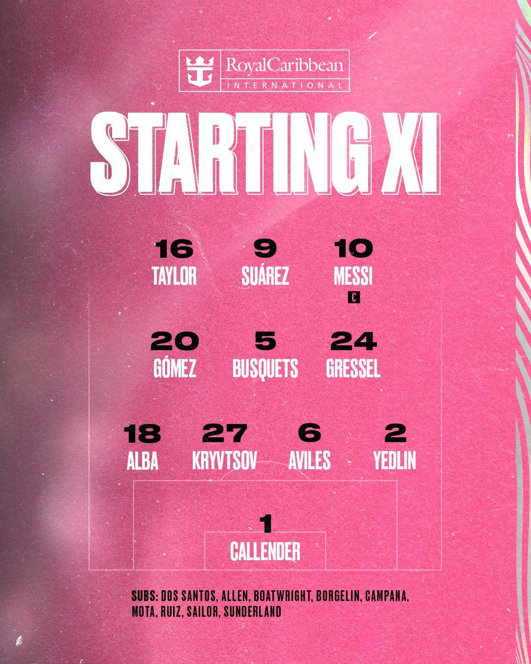 La formación del Inter Miami para enfrentar a Real Salt Lake