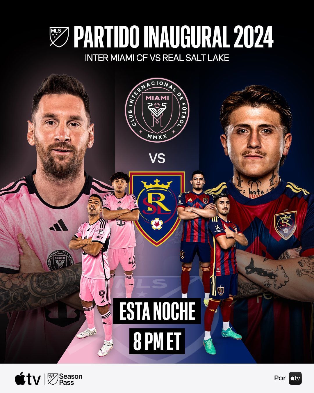 El afiche de la MLS para el partido de Inter Miami y Real Salt Lake que abre la temporada 2024 (@MLSes)