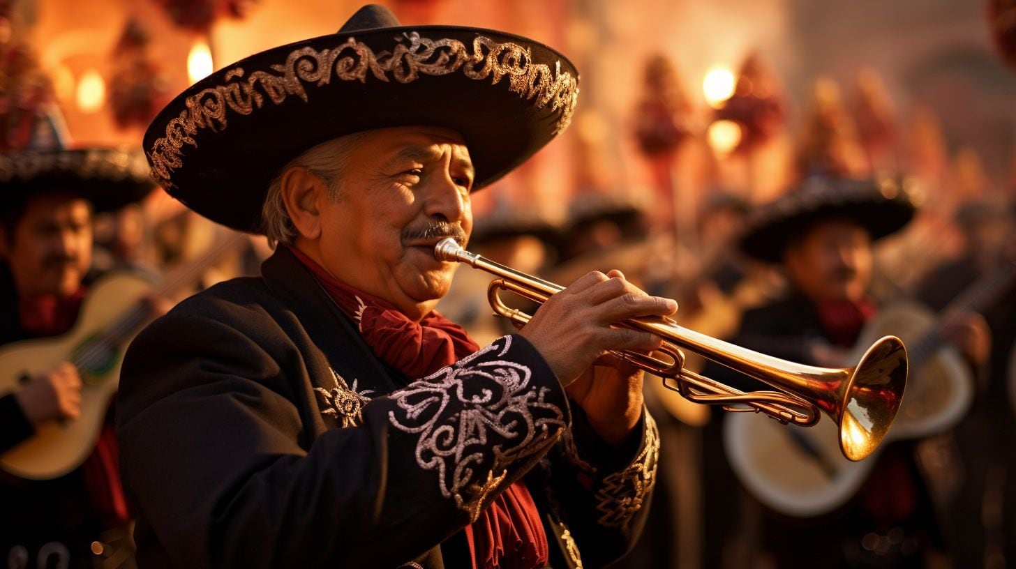 Músicos con trajes típicos tocando cánticos navideños mexicanos en una velada festiva - (Imagen Ilustrativa Infobae)