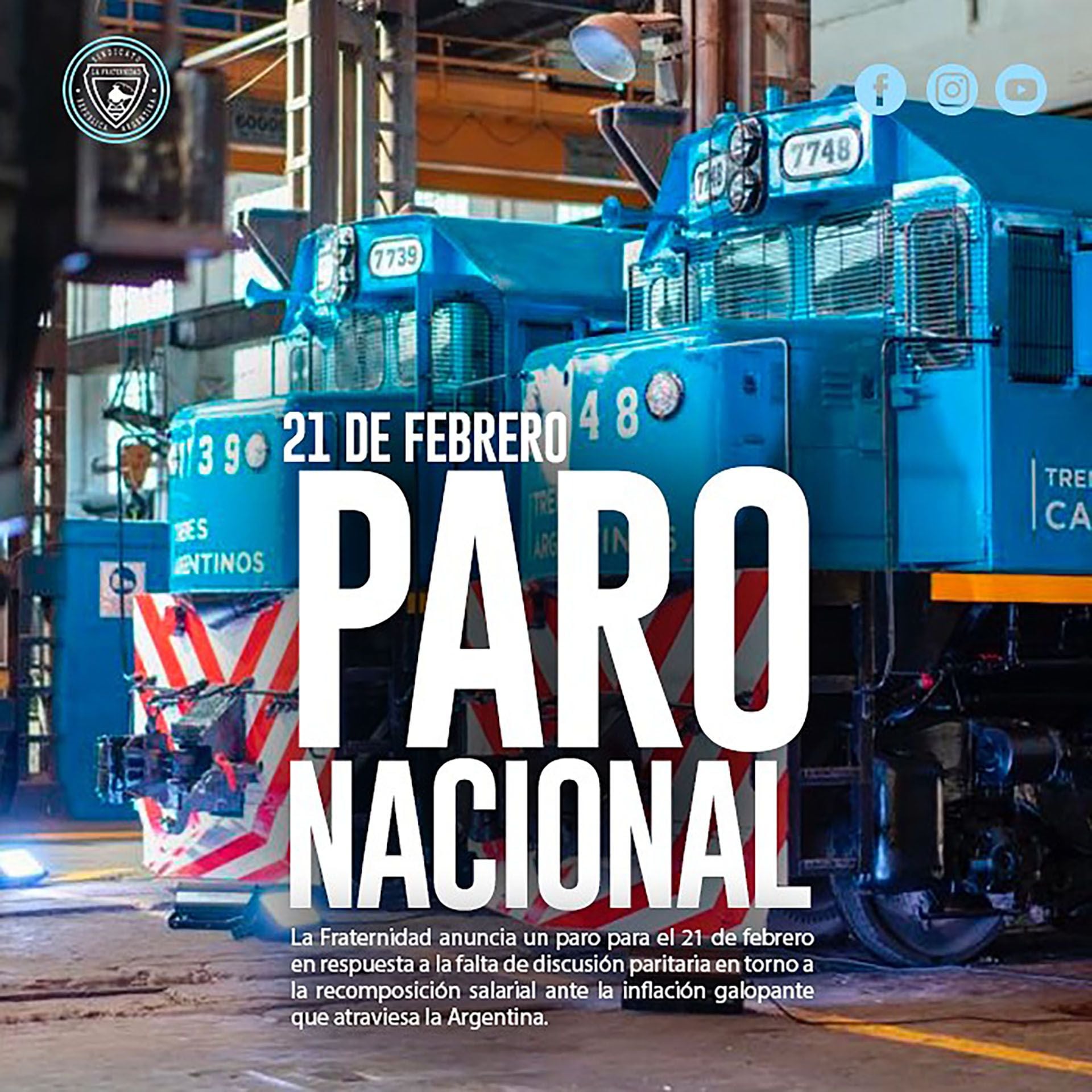 Paro Trenes Sindicato de la Fraternidad