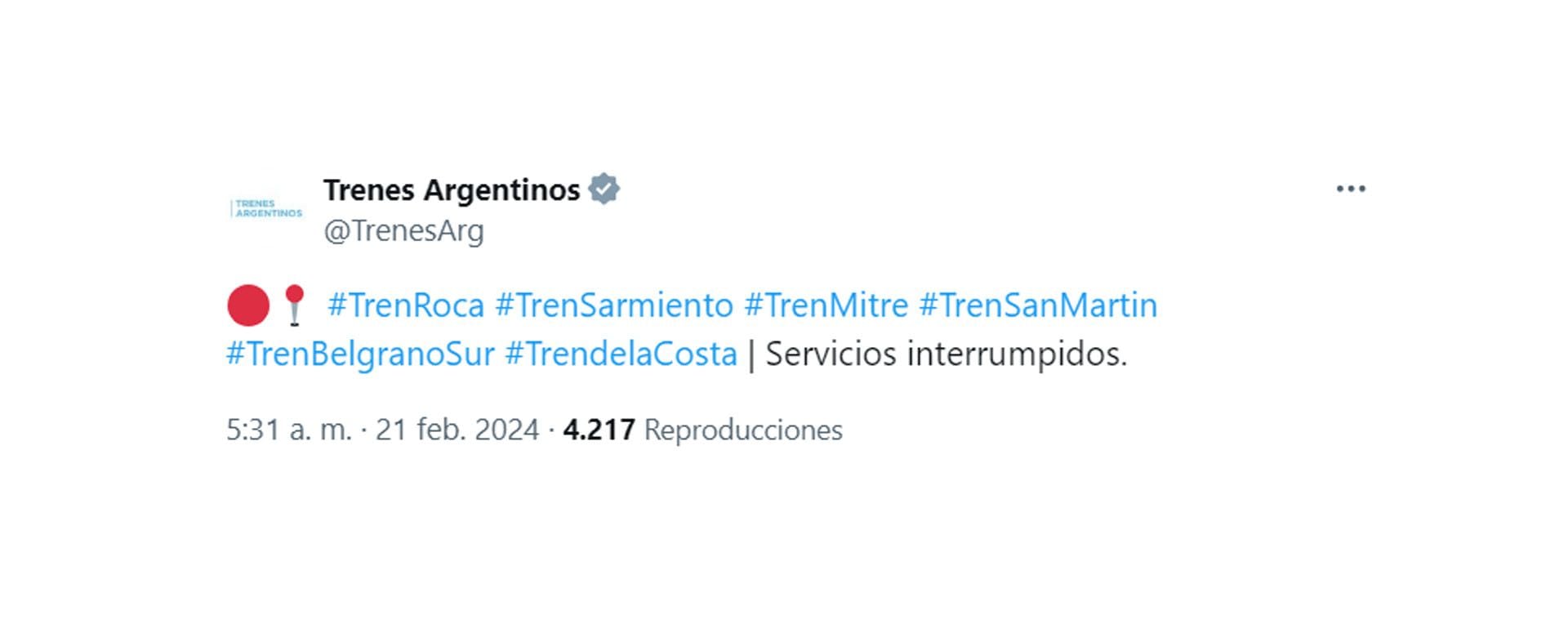 tuit paro de trenes trenes argentinos