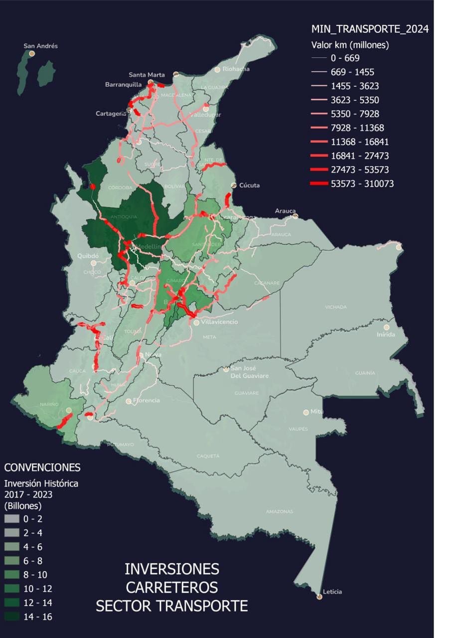 Con este mapa, el presidente Gustavo Petro cuestionó las concesiones viales de Antioquia