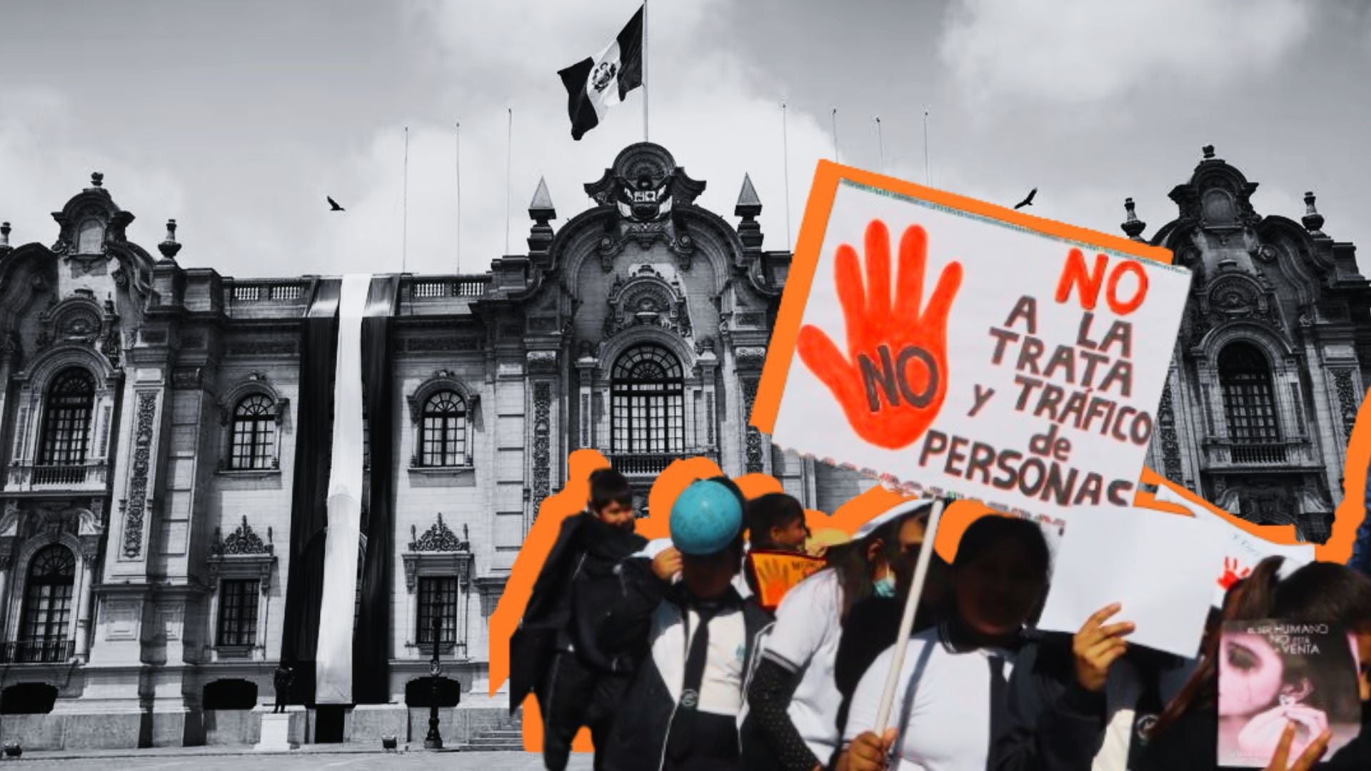 Carteles en contra de la trata de personas.