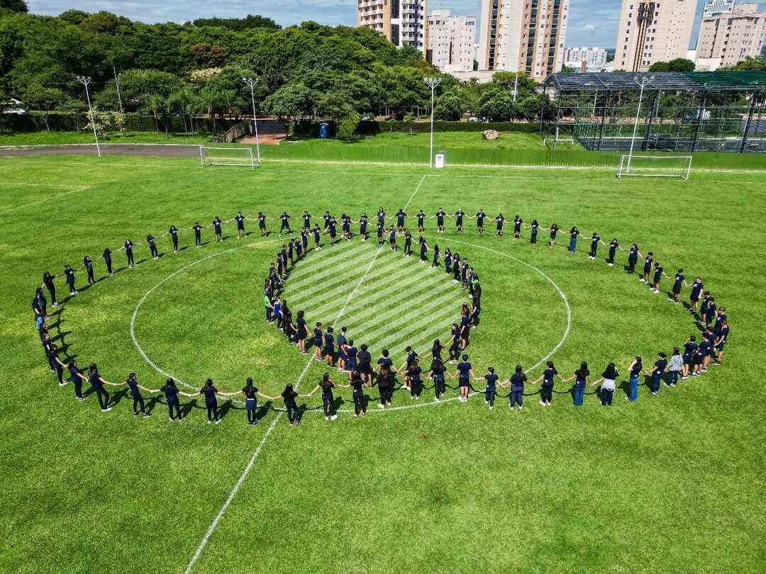 Submitted by Fernando Lomas
Colégio Santa Úrsula de Ribeirão Preto
Ribeirão Preto (São Paulo), Brazil
SUBMITTER'S DESCRIPTION
The image represents the Union of Sets, with emphasis on the intersection. This year, the school's project revolves around discussing unity and friendship. We seized the opportunity to highlight this theme in the Math Remx challenge as well.
INSIEMI TOGETHER!
CREDITS
Professor: Rodrigo André Barbosa
Fotógrafo: André Manarin