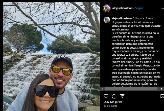 Alejandra Salinas le dedicó un extenso mensaje a Sergio Vega - crédito alejasalinasleon / Instagram