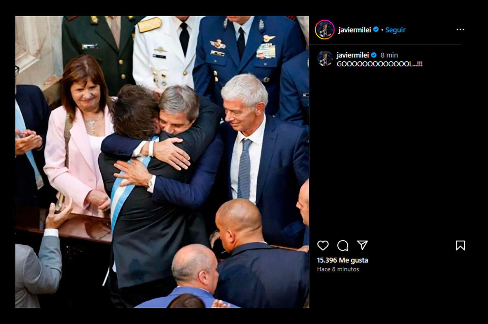 Javier Milei festejo inflación respaldo a Caputo