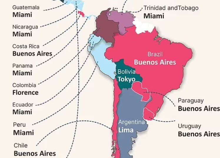 Mapa de América del Sur elaborado por Cloudwards.
