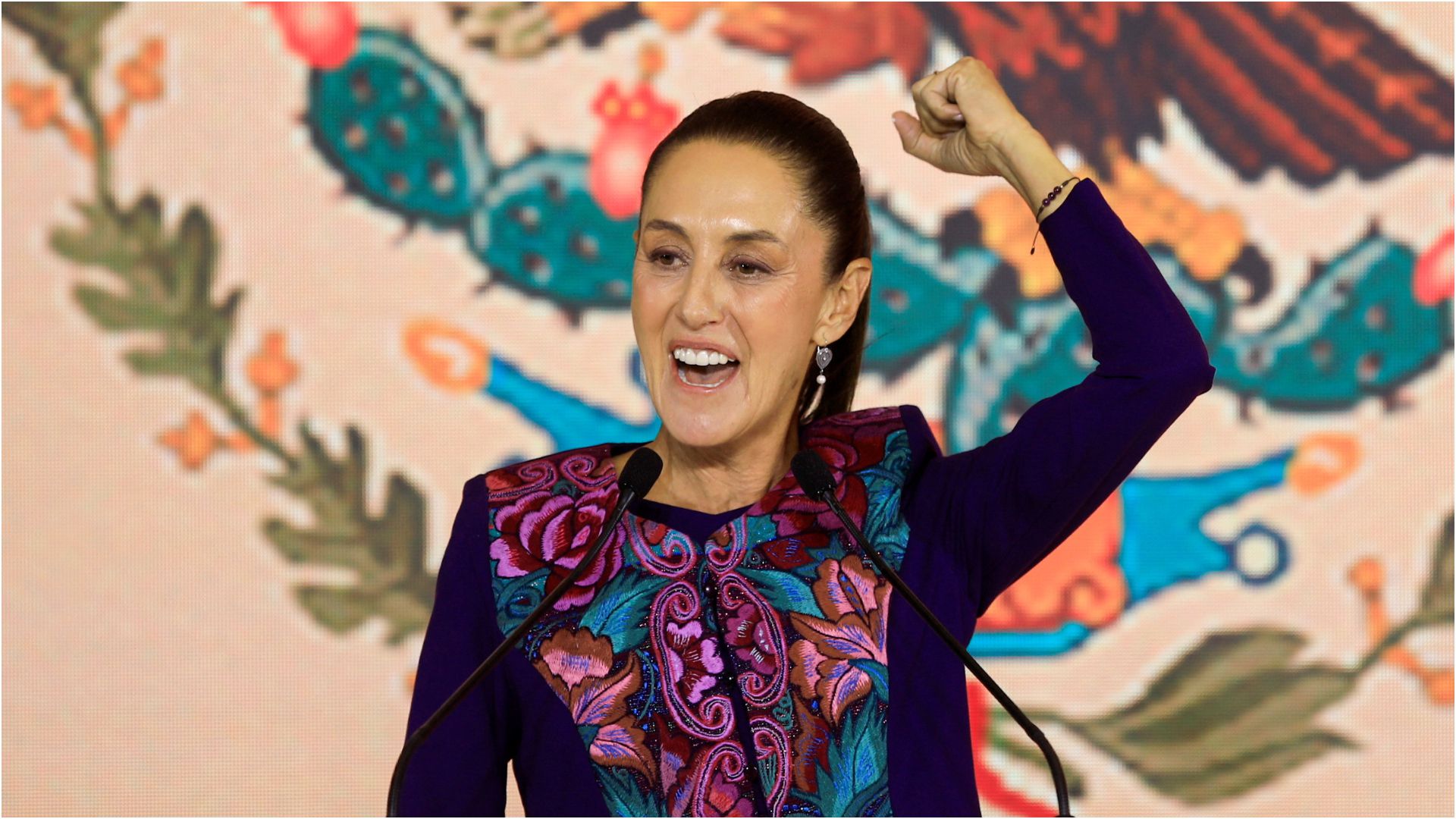 Claudia Sheinbaum, the presidential candidate of the ruling MORENA party, reacts as she addresses her supporters after winning the election, in Mexico City, Mexico June 3, 2024. REUTERS/Raquel Cunha