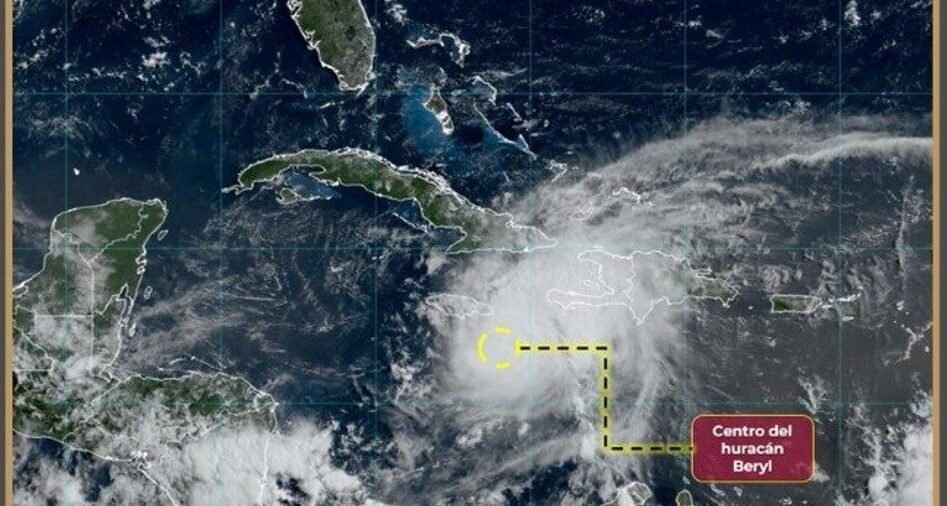 Huracán Beryl Categoría 4 está por tocar tierra en Jamaica; ya se ubica a mil 215 km de Quintana Roo | EN VIVO