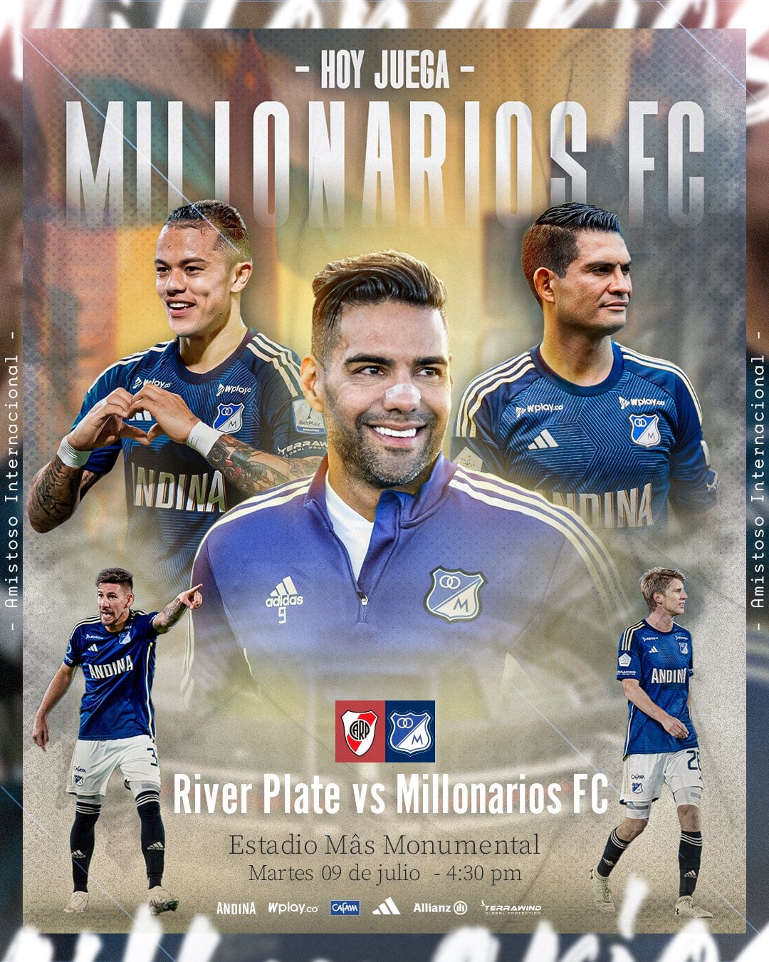 Falcao, Leonardo Castro y Mackalister, las figuras más destacadas de Millonarios con el que promocionan el partido ante River Plate - crédito Millonarios