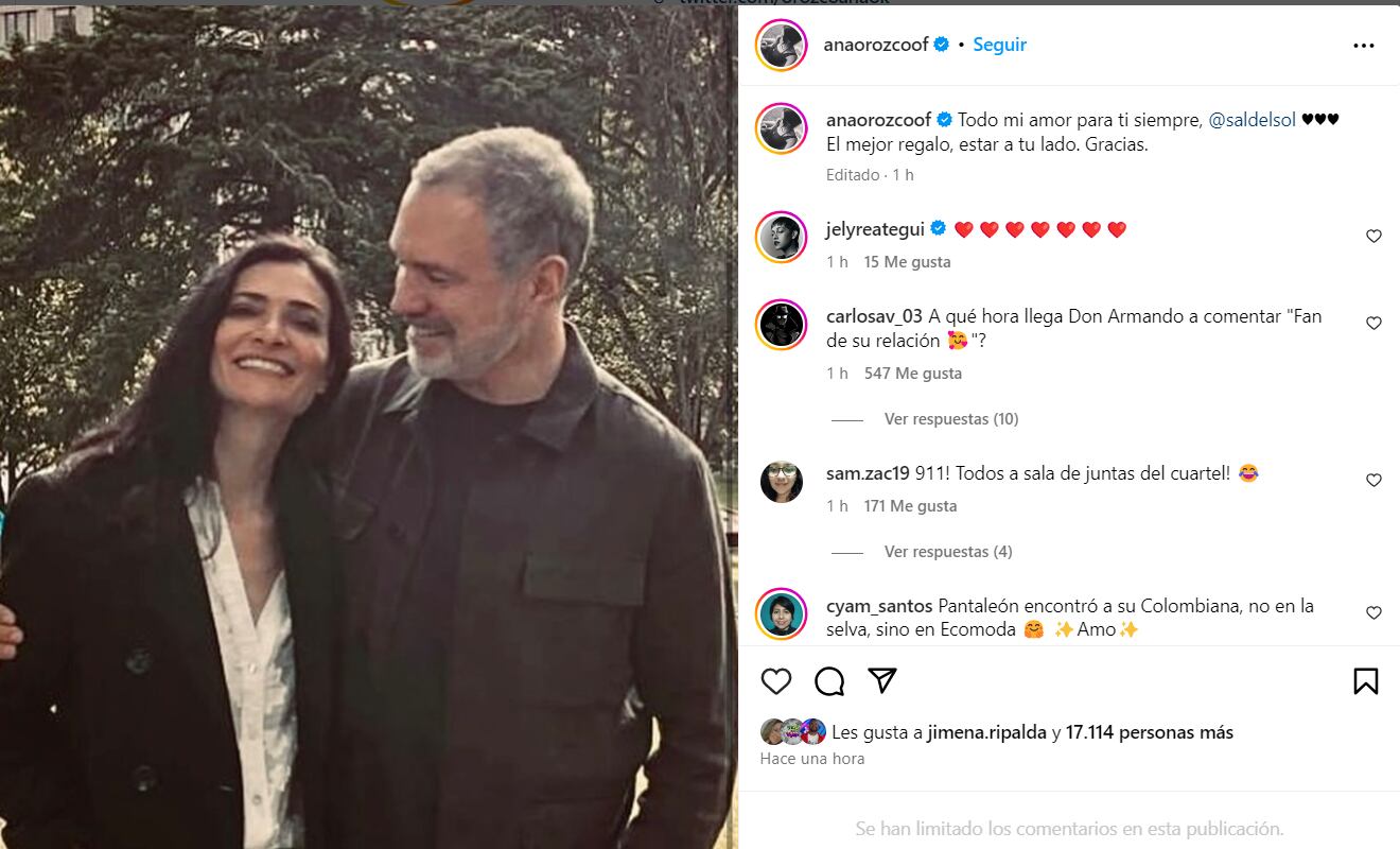 Ana María Orozco, 'Betty La Fea', confirma romance con Salvador del Solar. (Instagram)